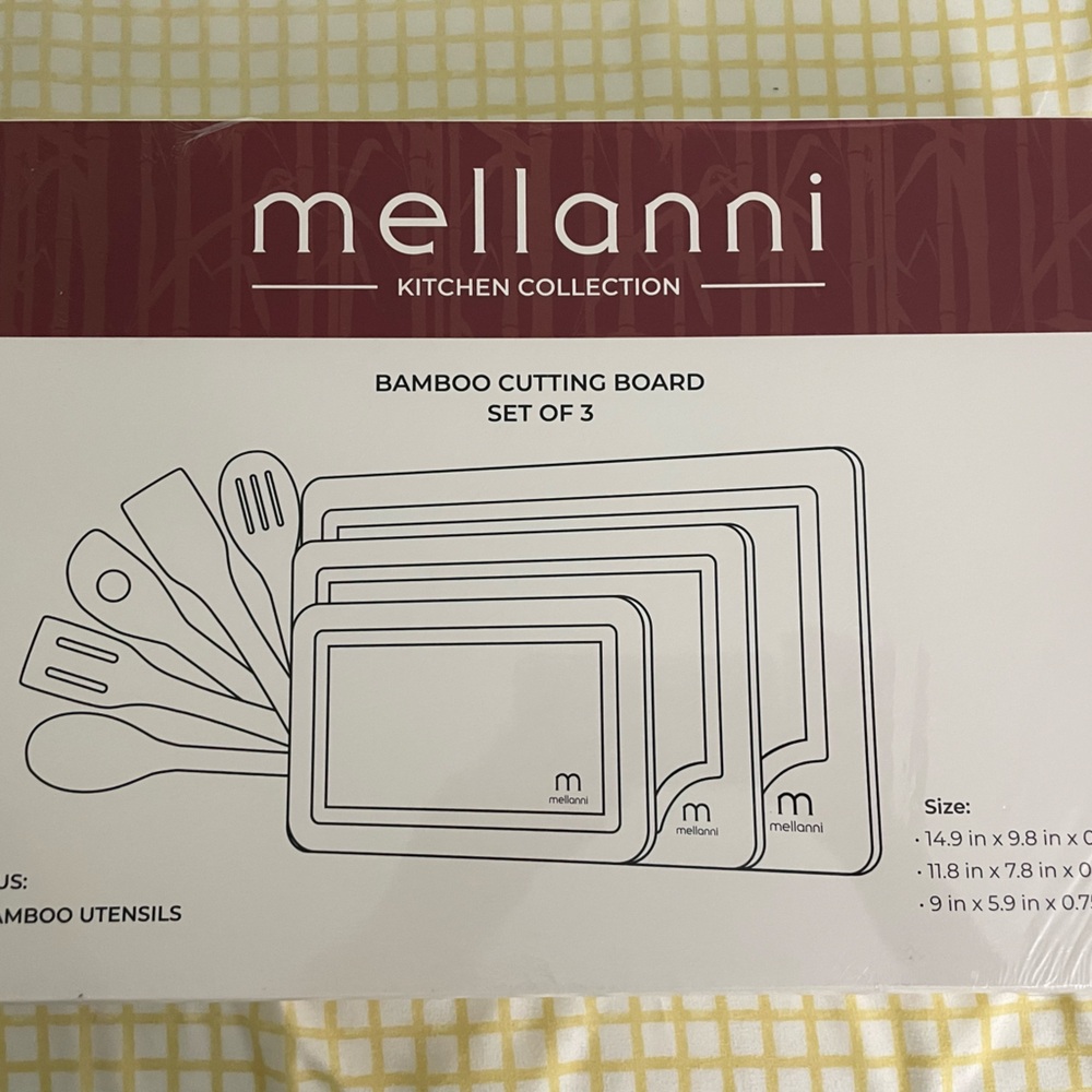Mellanni Kitchen Collection Bamboo Cutting Board Set of 3 - Natural